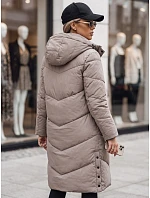 Dámska dlhá zimná prešívaná bunda v béžovej farbe FashionStreet TY5430 Dámska dlhá zimná prešívaná bunda v béžovej farbe FashionStreet TY5430