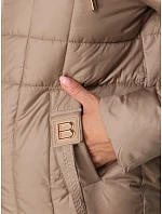 Dámska prešívaná bunda s kapucňou, béžová, FashionStreet TY5858 Dámska prešívaná bunda s kapucňou, béžová, FashionStreet TY5858