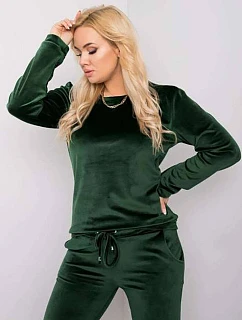 Dámske velúrové tepláky plus size tmavozelené (6085)