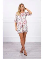 Španielske šaty s kvetinovým motívom ecru