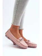 Skórzane Mokasyny Damskie Z Ozdobą Różowe S.Barski LR339