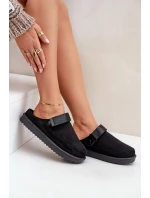 Ocieplane Kapcie Damskie Na Platformie Czarne Neliel