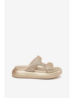 Zdobione Klapki Damskie Na Platformie Złote Jestella