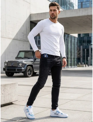 Pánske čierne nohavice FashionStreet UX3800