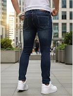Pánske priliehavé skinny džínsy tmavomodré FashionStreet UX4491