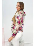 Velúrová mikina s kapucňou béžový