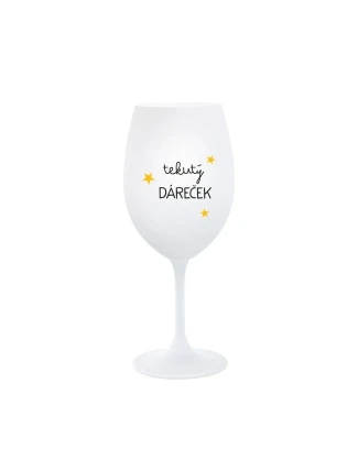 TEKUTÝ DÁREČEK - bílá  sklenice na víno 350 ml