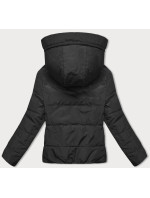 Čierno-béžová obojstranná krátka bunda s kapucňou (B8181-1046)