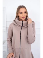 Zateplené šaty s dlhšími bokmi tmavo béžové