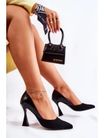 Modne Skórzane Czółenka W Szpic Czarne Mailla