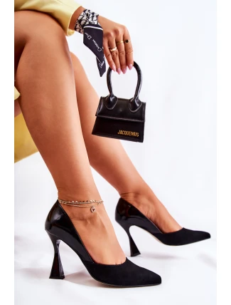 Modne Skórzane Czółenka W Szpic Czarne Mailla