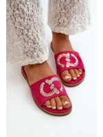 Damskie Płaskie Klapki Z Cekinami S.Barski KV27-052 Fuksja