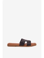 Klapki Damskie Płaskie Z Wycięciami Czarne Salyra