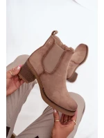 Botki Sztyblety Damskie Na Obcasie Ocieplane Beżowe Zelia