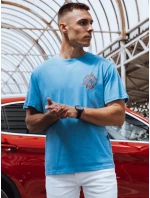 Pánske svetlomodré tričko s potlačou FashionStreet RX5492