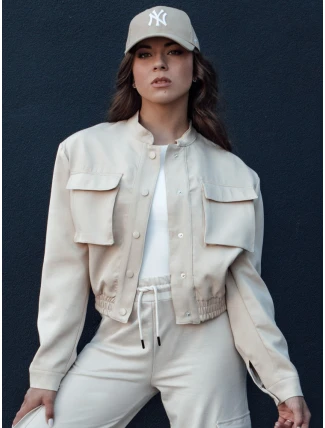 Dámska bunda bomber PRIEV béžová FashionStreet TY4306