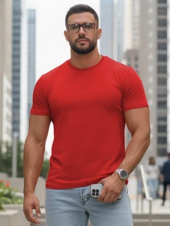 Pánske základné bavlnené tričko červené FashionStreet RX5689