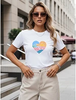 Dámske tričko s potlačou v tvare srdca, biele, FashionStreet NX8051RY Dámske tričko s potlačou v tvare srdca, biele, FashionStreet NX8051RY