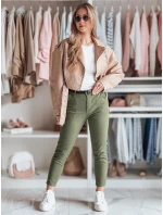Dámske bavlnené nohavice slim fit s opaskom TAIRONIK khaki FashionStreet UY2547 Dámske bavlnené nohavice slim fit s opaskom TAIRONIK khaki FashionStreet UY2547