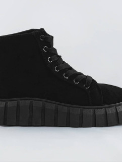 Čierne šnurovacie topánky z imitácie semišu (XA057)