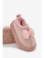 Dětské sněhule s výšivkou a mašlí Růžové Daven