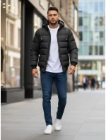 Pánska tmavosivá prešívaná zimná bunda s kapucňou FashionStreet TX5095 Pánska tmavosivá prešívaná zimná bunda s kapucňou FashionStreet TX5095
