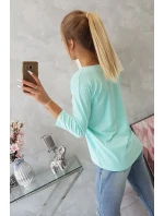 Blúzka s 3D grafikou a zdobenými volánikmi mint Blúzka s 3D grafikou a zdobenými volánikmi mint