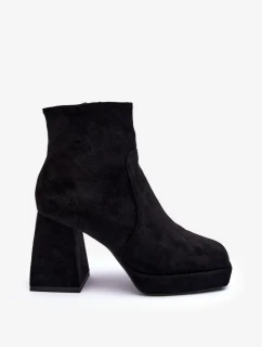 Černé Abnous semišové kotníkové boty s robustními podpatky