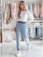 Dámske nohavice chinos s opaskom modré FashionStreet UY2550