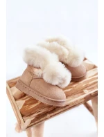 Dziecięce Młodzieżowe Ocieplane Botki Śniegowce Jasnobeżowe Roofy