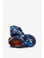 Dětské pantofle Milami na suchý zip míčky tmavě modré Jasimrra