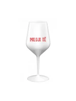 MILUJI TĚ - bílá nerozbitná sklenice na víno 470 ml