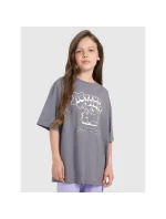 Dievčenské tričko oversize s potlačou 4F 4FJRAW25TTSHF3197-22S