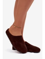 Dámské Pantofle Z Eko Zamszu Čokoládové Kalvess