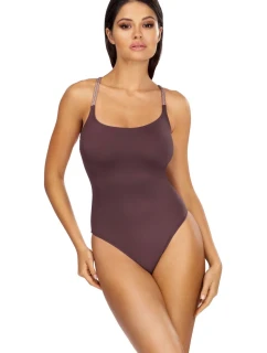 Dámske jednodielne plavky L4424/1 hnedo-fialová - LORIN