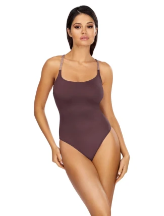 Dámske jednodielne plavky L4424/1 hnedo-fialová - LORIN Dámske jednodielne plavky L4424/1 hnedo-fialová - LORIN