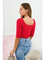 Blúzka s okrúhlym výstrihom 8832 červená - Kesi
