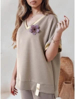 Dámska oversize blúzka SHINE LOVE mocha FashionStreet RY2911 Dámska oversize blúzka SHINE LOVE mocha FashionStreet RY2911