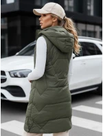 Dámska dlhá prešívaná zelená vesta FashionStreet TY5264