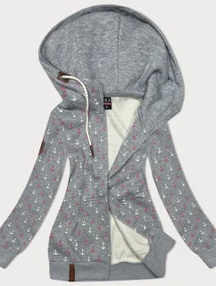 Teplá mikina na zips s kotvami sivá (2307)