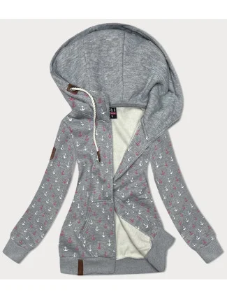 Teplá mikina na zips s kotvami sivá (2307) Teplá mikina na zips s kotvami sivá (2307)