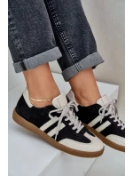 Zazoo N1068 Skórzane Niskie Sneakersy Damskie Czarne