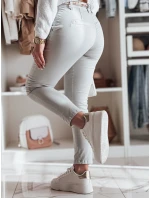 Dámske textilné nohavice s opaskom ROSSALI svetlo sivá FashionStreet UY2534 Dámske textilné nohavice s opaskom ROSSALI svetlo sivá FashionStreet UY2534