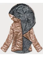 Svetlo hnedá dámska obojstranná bunda s kapucňou (B9793-46) Svetlo hnedá dámska obojstranná bunda s kapucňou (B9793-46)