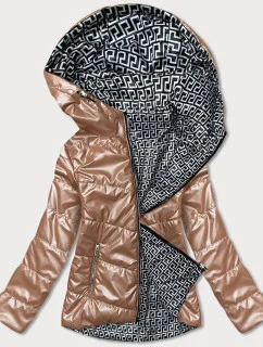 Svetlo hnedá dámska obojstranná bunda s kapucňou (B9793-46)