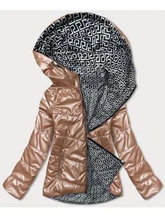 Svetlo hnedá dámska obojstranná bunda s kapucňou (B9793-46) Svetlo hnedá dámska obojstranná bunda s kapucňou (B9793-46)