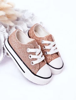 Detské brokátové tenisky Pink Gold Bling-Bling