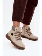 Ocieplane Botki Trapery Damskie Jasnobeżowe Zenaya