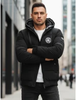 Pánska prešívaná zimná bunda s kapucňou čierna FashionStreet TX5072