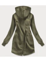 Khaki-čierna dámska dlhá mikina s kapucňou (532)